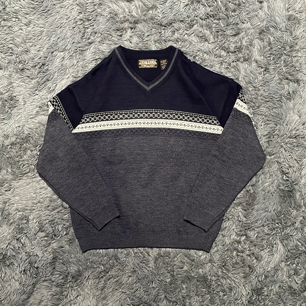 Cortina Italia Wool Sweater Pullover V Neck Size Large